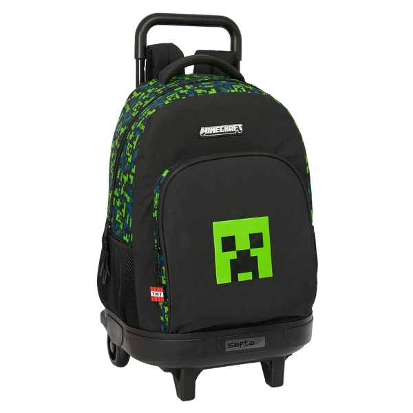 Safta Minecraft TNT Mochila con Carro Integrado - Extraible para Facilitar su Limpieza - Base Reforzada - Asa Extraible - 33x45x