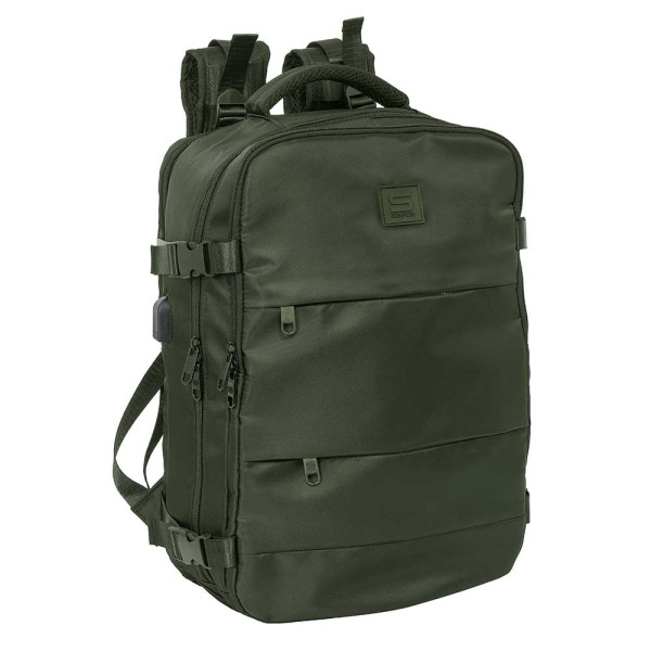 Safta Mochila de Cabina - Bolsillo para Portatil hasta 15.6" - Portabotellas - USB - Zapatillero - Cinta para Maleta - Interior