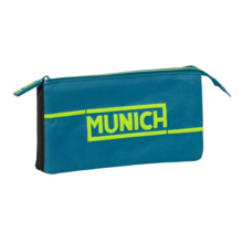 Safta Munich Land Portatodo - 3 Compartimentos con Cremalleras - Bolsillo Interior - 0.6L - 220x30x120mm - Color Azul Oscuro