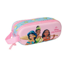 Safta Princesas Disney Estuche Portatodo 3D de 1L - 2 Compartimentos - Cierre de Cremallera - Asa de Mano - 21x8x6cm - Color Azu