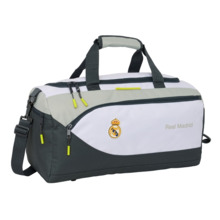 Safta Real Madrid Equipacion 25/26 Bolsa Deporte - Asa de Mano - Bandolera Ajustable y Extraible - 50x25x25cm - Color Blanco/Neg