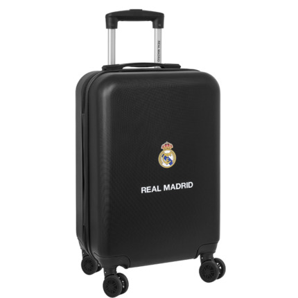 Safta Real Madrid Maleta Trolley de Cabina 20" Rigida - Candado - Asa Telescopica de PVC con Goma - 4 Ruedas 360Âº - 34.5x55x20cm - Color Negro