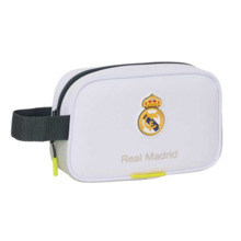 Safta Real Madrid Neceser de 2L Portatodo - Asa de Mano - Cierre de Cremallera - 22x13.5x8cm - Color Blanco y Negro