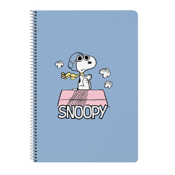 Safta Snoopy Libreta con Espiral - Formato Folio - 80 Hojas de Papel 80g/m2 - Cuadriculas 4x4mm - Tapa Dura Decorada - Margen La