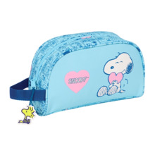 Safta Snoopy Love Neceser Adaptable a Carro - 1 Compartimento - Asa de Mano - 26x16x9cm - Color Azul Claro