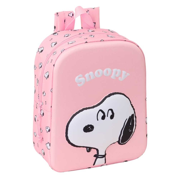 Safta Snoopy Mochila Guarderia 3D de 6L - Asa de Mano Superior - Asas Regulables y Acolchadas - Cierre de Cremallera - 22x27x10c