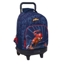 Safta Spider-Man Mochila con Carro - Extraible - Bolsillo Frontal - Portabotellas - Tirador Doble - Hombreras Acolchadas - Asa A