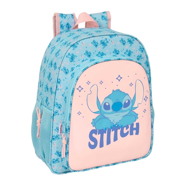 Safta Stitch Ohana Mochila - Adaptable a Carro - Portabotellas - Doble Tirador - Ergonomia Acolchada - Bolsillo Frontal - Asa de