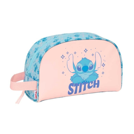 Safta Stitch Ohana Neceser de 5L - Cremallera - Asa Lateral - Adapatable a Carro - Bolsillo Interior - 280x100x180mm - Color Azul Claro