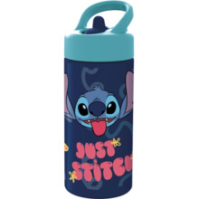 Safta Stitch Sweet Botella de 410ml - PVC sin BPA - Valvula de Salida de Agua - Asa Superior - Tapon Roscado - 74x64x178mm - Col