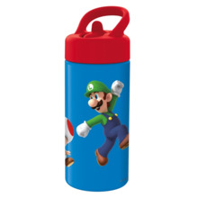Safta Super Mario Botella de 410ml - Cierre Hermetico - Valvula de Salida de Agua - Asa Superior - Tapon Roscado - Color Rojo y