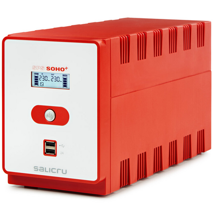 Salicru SPS 2200 SOHO+ IEC Sistema de Alimentacion Ininterrumpida - SAI/UPS -  2200 VA - Line-interactive - Doble Cargador USB - Tipo de Tomas IEC - Color Rojo