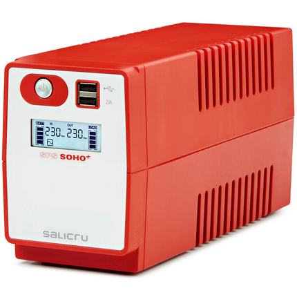 Salicru SPS 500 SOHO+ IEC Sistema de Alimentacion Ininterrumpida - SAI/UPS - 500 VA - Line-interactive - Doble Cargador USB - Tipo de Tomas IEC - Color Rojo