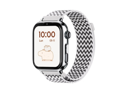 Savefamily Reloj Inteligente Infantil SaveWatch Plus 2 - Pantalla Amoled - Carcasa Plateada - Correa Tela Zigzag