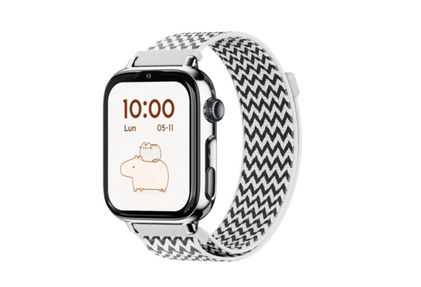 Savefamily Reloj Inteligente Infantil SaveWatch Plus 2 - Pantalla Amoled - Carcasa Plateada - Correa Tela Zigzag