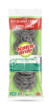 Scotch-Brite Pack de 4 Estropajos de Acero Inoxidable - Promocion 3 + 1 Gratis - Color Gris Metalizado