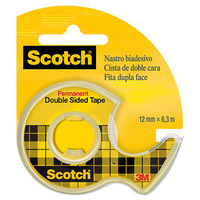 Scotch Cinta Adhesiva de Doble Cara en Dispensador 12mmx6.3m - Adhesivo Permanente - Multiples Usos - Practico Dispensador - 7100150066