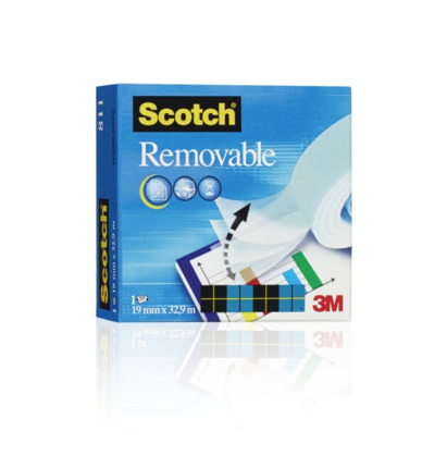 Scotch Cinta Adhesiva Invisible 19mm x 33m - Reutilizable - Transparente
