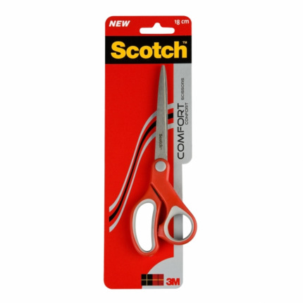 Scotch Comfort Tijeras Ergonomicas 18cm - Acero Inoxidable - DiseÃ±o que Reduce la Fatiga - Color Rojo