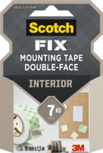 Scotch-Fix Cinta de Montaje para Interior de Doble Cara - 19Â mm x 1.5m - Color Blanco