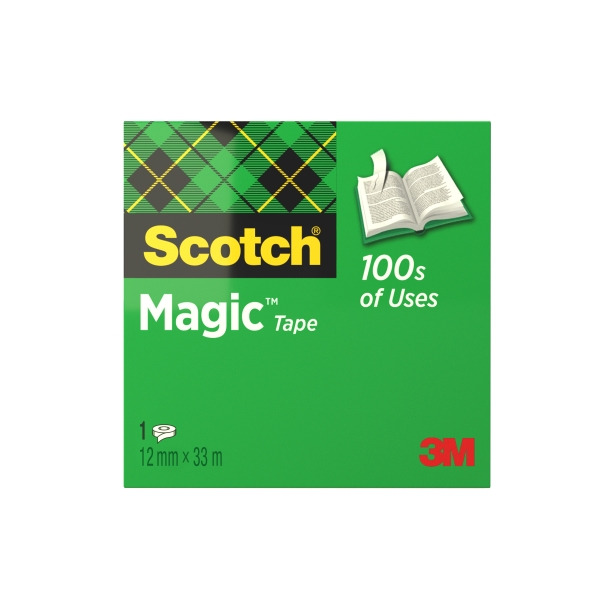 Scotch Magic Cinta Adhesiva Invisible - 12mm x 33m - Color Transparente