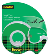 Scotch Magic Cinta Adhesiva Invisible 19mm x 6m - Incluye Dispensador - Color Transparente