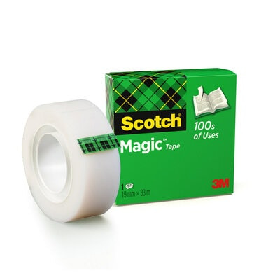 Scotch Magic Tape Cinta Adhesiva Invisible 19mmx33m - Acabado Mate Invisible - Perfecta para Etiquetado - Facil de Usar - 710002