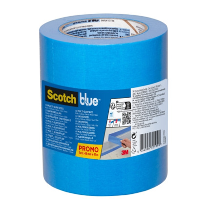 Scotchblue Pack de 3 Cintas de Enmascarar 48mm x 41m - 100% PEFC - Multisuperficie - Color Azul