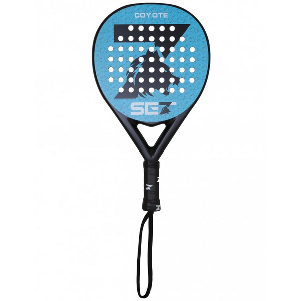 Set Coyote Pala de Padel - Forma Redonda - Marco y Cara 100% Fibra de Vidrio - Nucleo Goma Black Eva XtraSoft