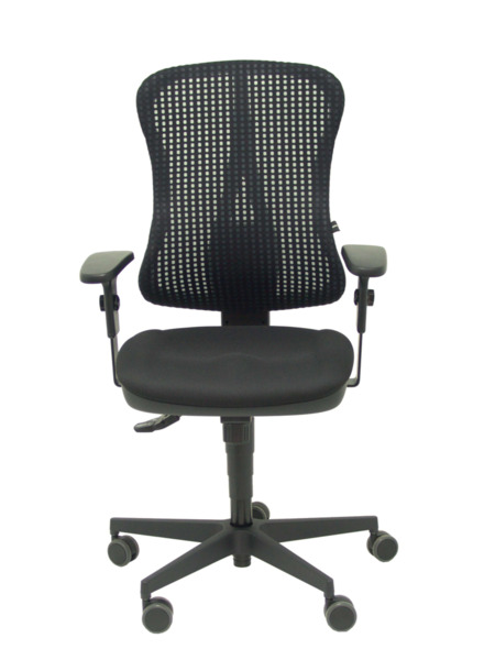 Silla de oficina Agudo sincro malla negra asiento tela negra brazos regulables (2)