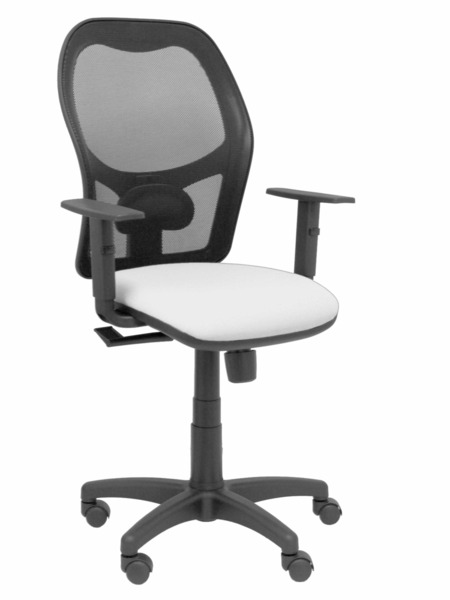 Silla de oficina Alocén malla negra asiento bali blanco brazos regulables (1)
