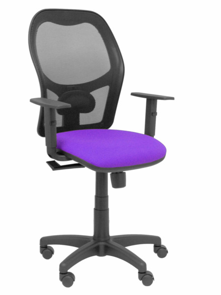 Silla de oficina Alocén malla negra asiento bali lila brazos regulables (1)