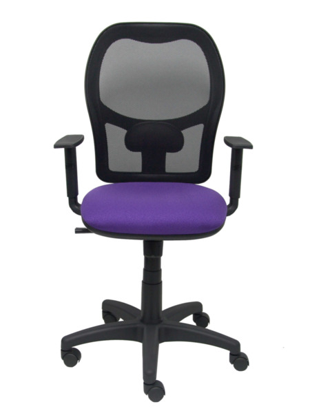 Silla de oficina Alocén malla negra asiento bali lila brazos regulables (2)