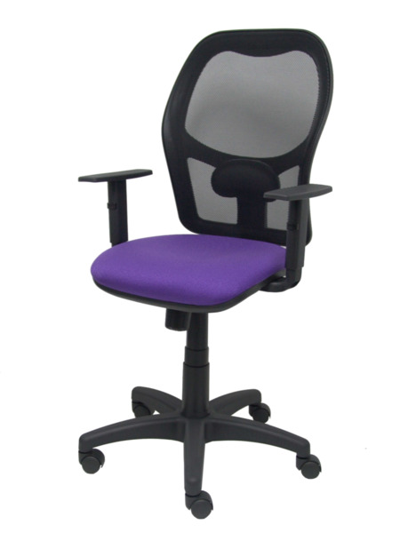 Silla de oficina Alocén malla negra asiento bali lila brazos regulables (3)