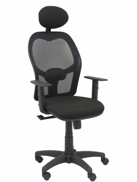 Silla de oficina Alocén malla negra asiento bali negro brazos regulables cabecero fijo (1)