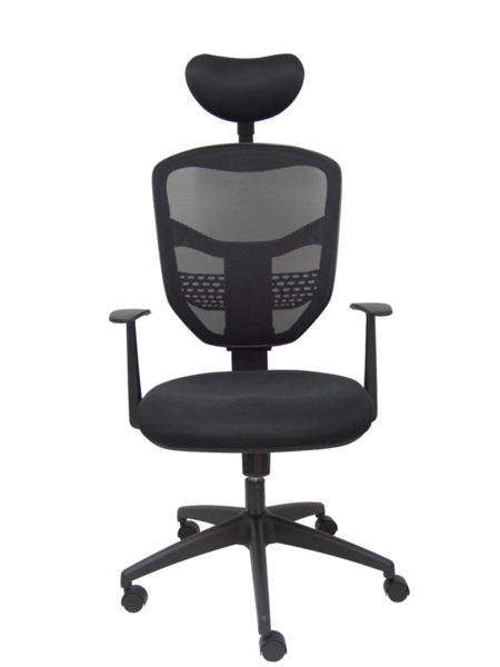 Silla de oficina Chinchilla respaldo malla negro con cabecero asiento 3D negro (2)
