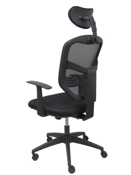 Silla de oficina Chinchilla respaldo malla negro con cabecero asiento 3D negro (5)