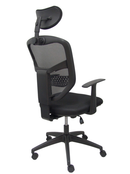 Silla de oficina Chinchilla respaldo malla negro con cabecero asiento 3D negro (7)