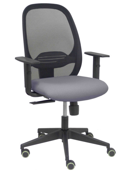 Silla de oficina Cilanco negra malla negra asiento bali gris brazo regulable (1)