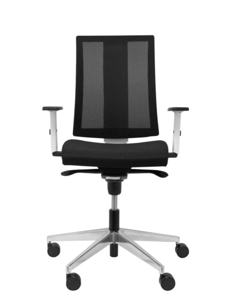 Silla de oficina Cózar blanca con respaldo malla asiento bali negro (2)