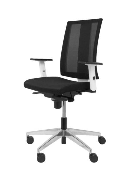 Silla de oficina Cózar blanca con respaldo malla asiento bali negro (3)