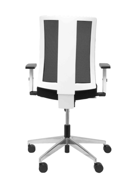 Silla de oficina Cózar blanca con respaldo malla asiento bali negro (6)