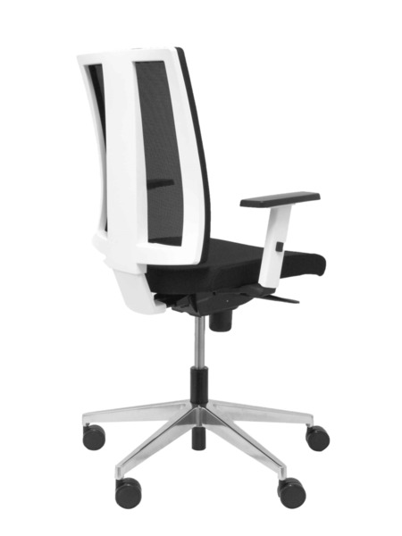 Silla de oficina Cózar blanca con respaldo malla asiento bali negro (7)