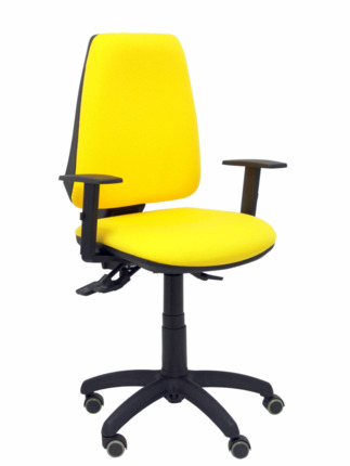 Silla de oficina Elche S bali amarillo brazos regulables ruedas de parquet