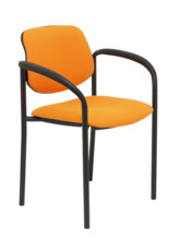 Silla de oficina fija Villalgordo bali naranja chasis negro con brazos