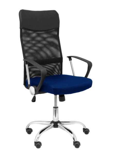 Silla de oficina Gontar respaldo malla negro asiento azul (1)