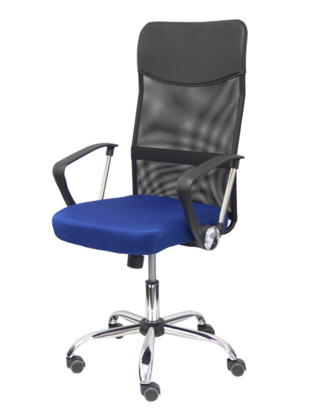 Silla de oficina Gontar respaldo malla negro asiento azul (3)