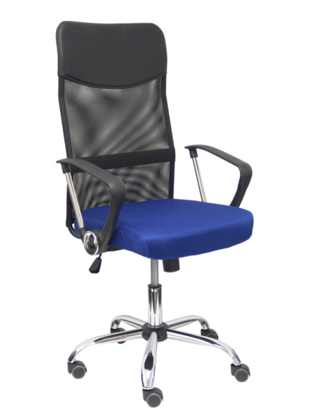 Silla de oficina Gontar respaldo malla negro asiento azul