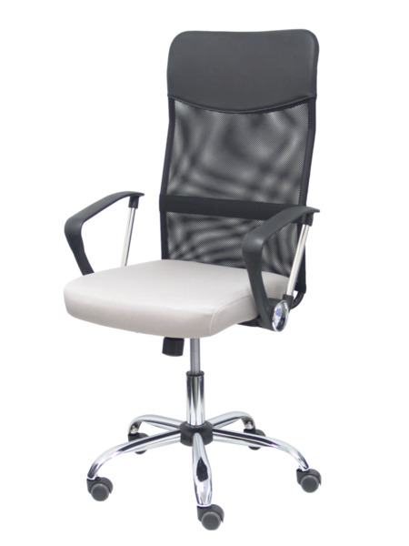 Silla de oficina Gontar respaldo malla negro asiento gris claro (3)
