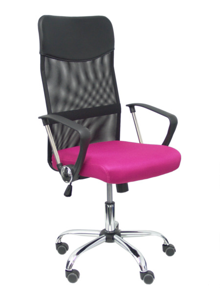 Silla de oficina Gontar respaldo malla negro asiento rosa (1)